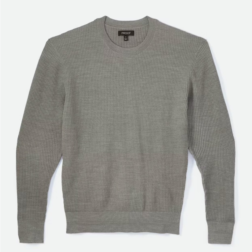 Proof 72-Hour Merino Wool Grey Crewneck Sweater Size Medium